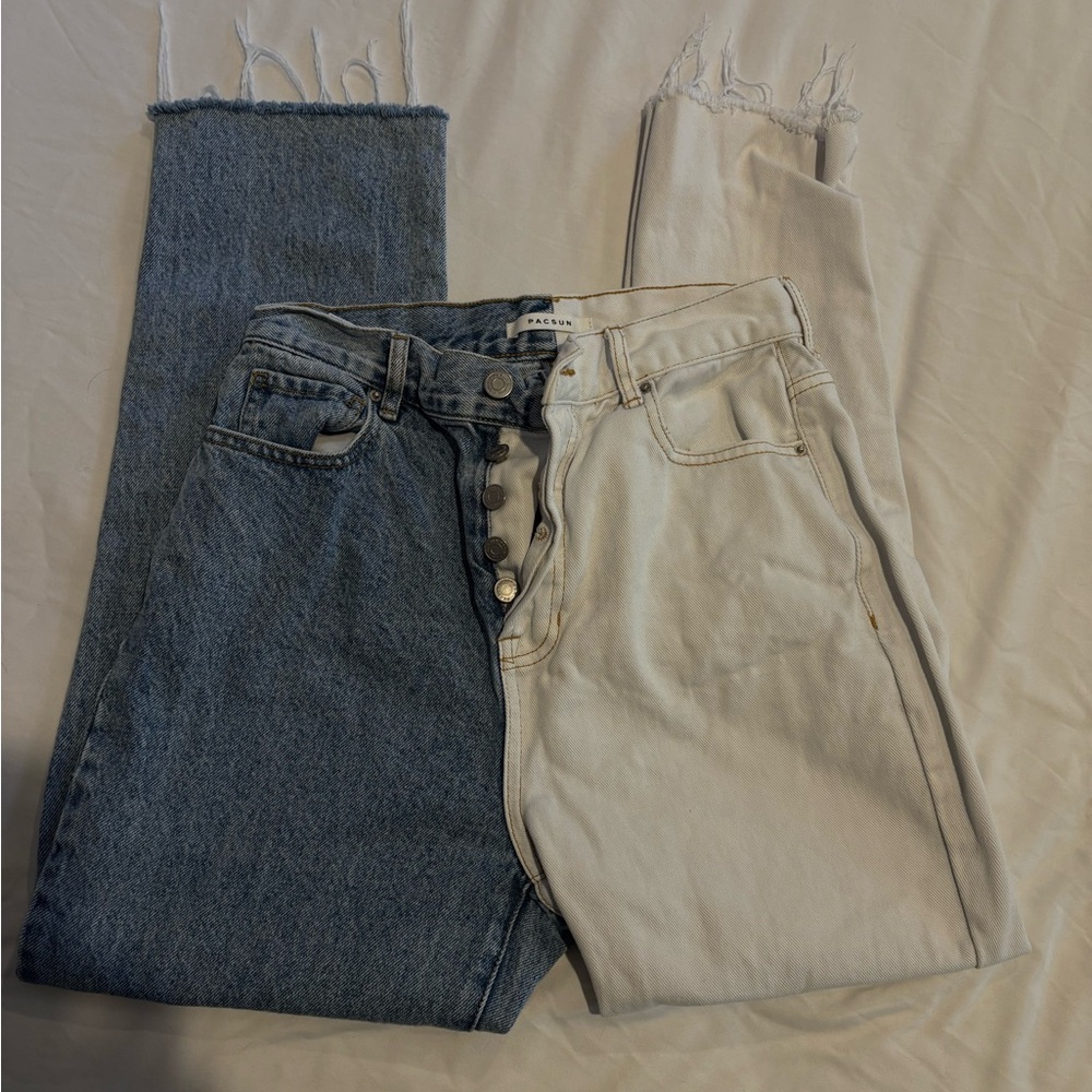 PacSun High Rise Blue and Cream Jeans